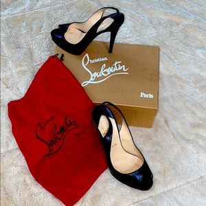 Louboutin No Prive leather slingback black pump